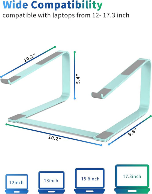 SOUNDANCE Laptop Stand for Desk, Ergonomic Metal Computer Riser for 12-17.3 Inch Laptops, Heavy Duty Stable Desktop Holder, Improves Eye Level & Workspace Organization, Blue
