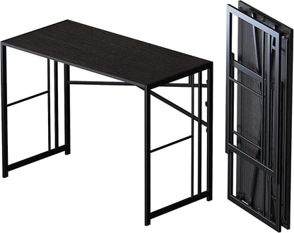 Lutown-Teen Folding Desk 40 inch Writing Gaming Computer Camping Desk, No Assembly Required Home Office Table, Black