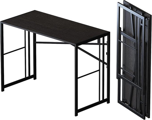 Lutown-Teen Folding Desk 40 inch Writing Gaming Computer Camping Desk, No Assembly Required Home Office Table, Black