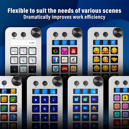 Streaming Deck for Live Streamers,Game commands keyboard for Gamers,Macro pad for Content Creators,Soundboard Keypad for OBS and Youtube,Three Modes(Shortcut Keys,Calculator,Numeric Keypad)