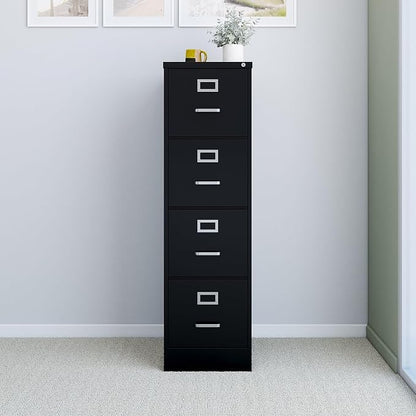 Staples 4-Drawer Vertical File Cabinet, Letter Size Documents, Lockable, 22" D x 14.9" W x 51.97" H, Black