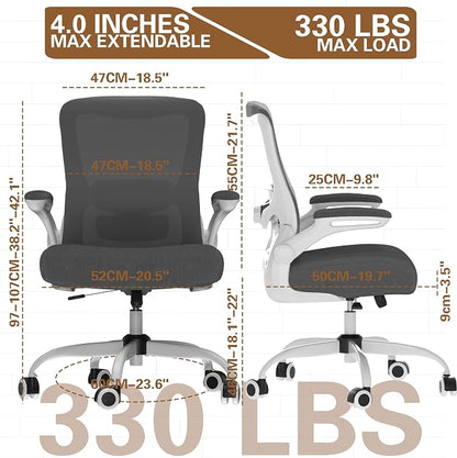 Ergonomic Office Chair - High Back Desk Chair with Adjustable Lumbar Support, Breathable Mesh Back, 330LBS Capacity, Easy Assembly, for Home Office Executive Computer Task