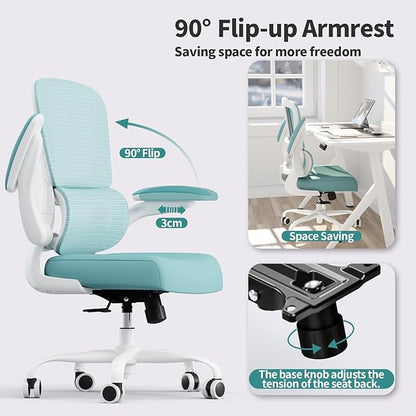 TRALT Office Chair - Ergonomic Desk Chair with Adjustable Lumbar Support, Mesh Computer Chair, Executive Chairs for Home Office Comfortable Lumbar Support (Mint Green)