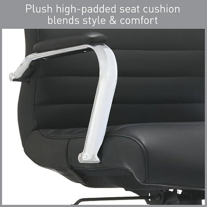 Realspace® Modern Comfort Series Winsley Bonded Leather Mid-Back Chair, Black