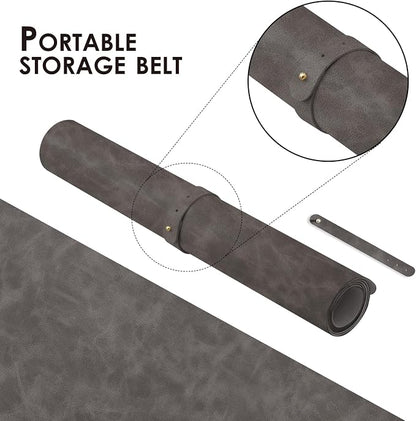 Distressed Leather Desk Mat - Non-Slip PU Desk Pad for Office and Home - Desk Organization and Accessories - Ideal for Large Mouse Pad and Desk Mats on Top of Desks(Slate Gray,47.2"x 17")