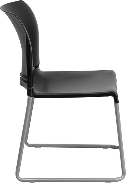Flash Furniture Hercules Series Contoured Stacking Chairs for Waiting Rooms and Offices, Ergonomic Lobby Chairs with Curved Back, Set of 5, Black