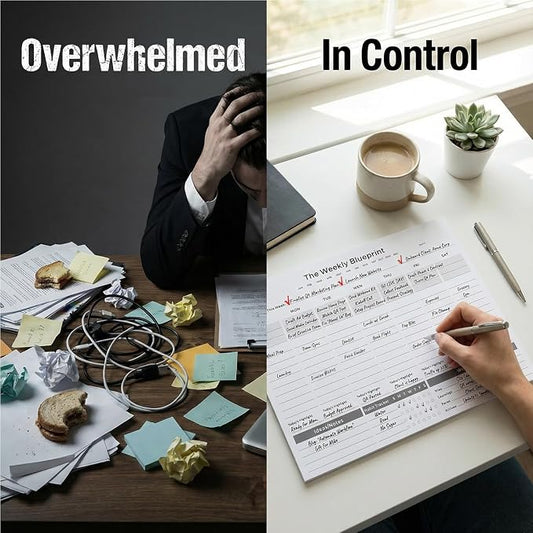 Undated Weekly Planner Pad (8.5"x11") | Productivity Desk Notepad for Focus & Planning | 3-Goal Weekly System for Deep Work | ADHD-Friendly Minimal Layout | Habit Tracker & Weekly Review | 52 Tear-Off Sheets