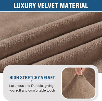 H.VERSAILTEX Armless Accent Chair Covers Thick Velvet Armless Chair Slipcovers High Stretch Chair Covers for Living Room Hotel Machine Washable Furniture Protector with Elastic Bottom, Camel