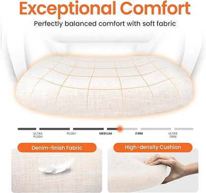 NEO Chair Office Desk Computer Ergonomic Chair Comfy Mid Back Mesh Seat with Lumbar Support Adjustable Height Swivel Rolling Wheels for Home Task Vanity Study Bedroom (Ivory-White Frame)