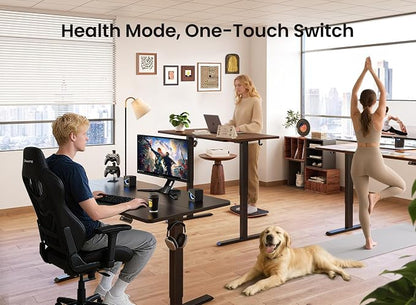 BANTI 48 × 24 Inches Standing Desk, Ergonomic, Electric Height Adjustable, Sit and Stand Up, Computer Office Desk with Splice Board, Black Frame/Black Top