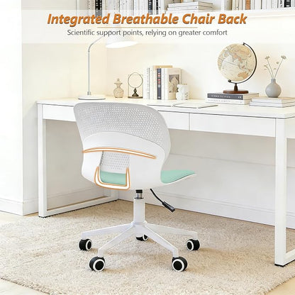 Home Office Chair, Armless Mid-Back Computer Desk Chair with Breathable Backrest and Padded Cushion, Height Adjustable Swivel Ergonomic Task Chair for Home, Work, Study