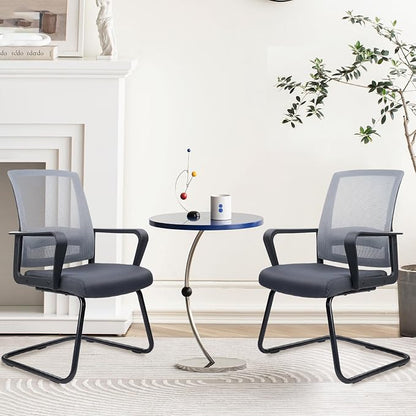 CLATINA Office Guest Chair with Lumbar Support and Mid Back Mesh Space Air Grid Series for Reception Conference Room Gray 2 Pack