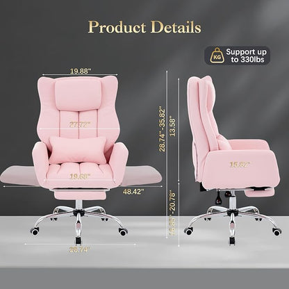 High Back Executive Office Chair with Footrest, Criss Cross Desk Chair | PU Leather, 155° Reclining, Lumbar Support, Criss Cross Style, with Pet Seat
