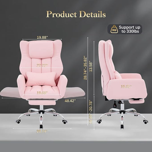 High Back Executive Office Chair with Footrest, Criss Cross Desk Chair | PU Leather, 155° Reclining, Lumbar Support, Criss Cross Style, with Pet Seat