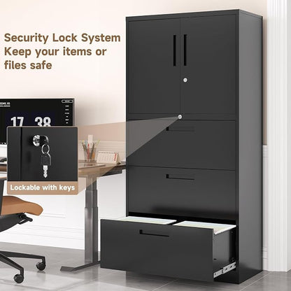 Metal File Cabinets, Lateral Filing Cabinet with 3 Drawers, 65" H File Caninet for Home Office, Office Storage Caninets with Adjustable Shelves for Letter/Legal / A4 - Assembly Required
