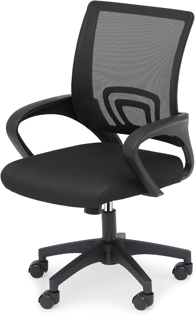 Office Chair Ergonomic - Mesh Desk Chair with Lumbar Support & Wide Seat (300Lbs Capacity) Adjustable Height, Swivel Wheels - for Home Office, Gaming, Bedroom