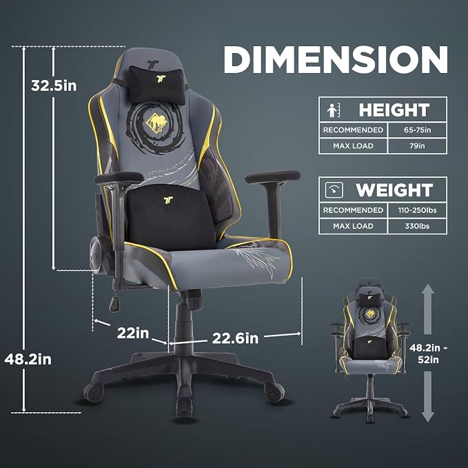 TTRACING Jujutsu Kaisen Geto Gaming Chair with Upgraded Spring Cushion | Premium PU leather 440lbs seat, ideal for home office setup. Features 4D armrests and 135° recline to eliminate fatigue.