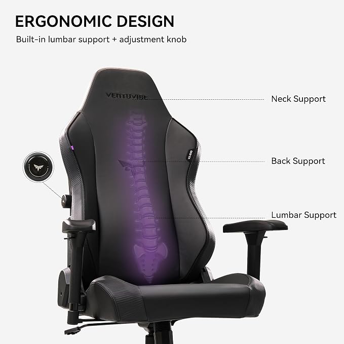 Gaming Chair - High Back Ergonomic Computer Chair with Lumbar Support, Video Game Chair-4D Adjustable Armrests,170° Reclining & 320lb Capacity,PU Leather Office Chair for Adults