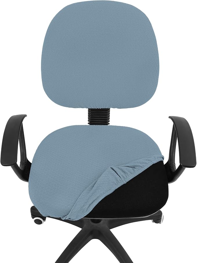 Smiry Stretch Jacquard Office Computer Chair Covers, Removable Washable Universal Desk Rotating Chair Slipcovers Protector, Seat + Backrest Cover, Airy Blue
