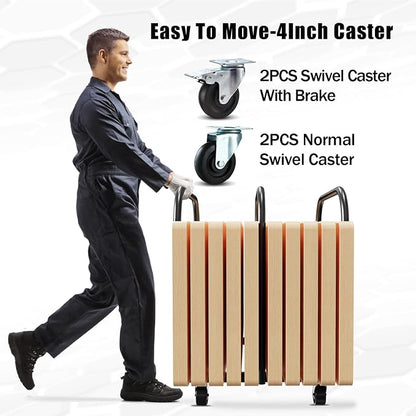 3 Pole Soft Platform Folding Table Cart-Soft Flatbed Panel Cart with 4Inch Swivel Caster 8PCS Folding Table Storage Capacity Soft Platform Truck with 2PCS Straps to Store&Move Lumber,Plywood,Box