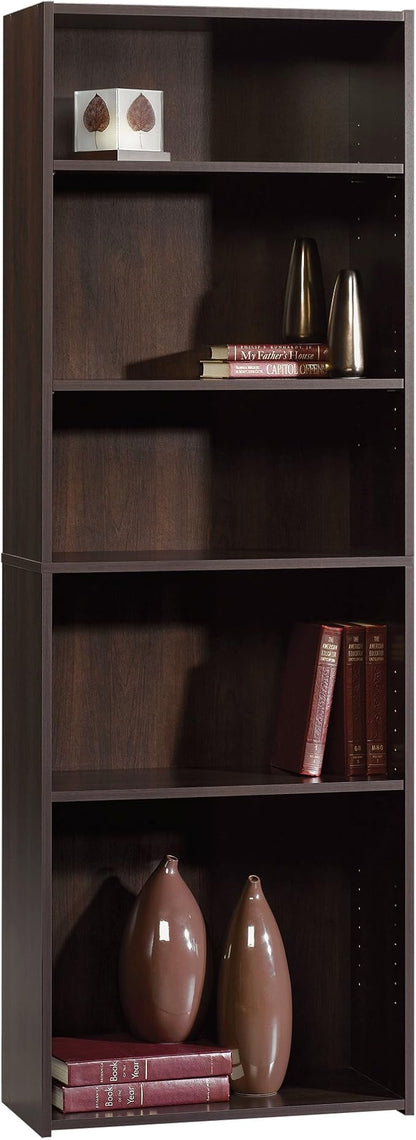 Sauder Beginnings 5-Shelf Bookcase, Bookshelf with Adjustable Storage Shelves, in Cinnamon Cherry finish