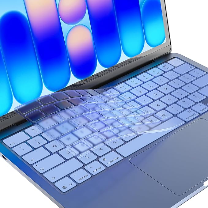 EooCoo Premium Keyboard Cover Skin Protector, Laptop Accessories Compatible with 2026 2025 2024 2023 2022 2021 M5-M1 Pro/Max MacBook Pro 14/16, M5-M2 MacBook Air 13/15, 2026 Mac Neo 13, Indigo Clear