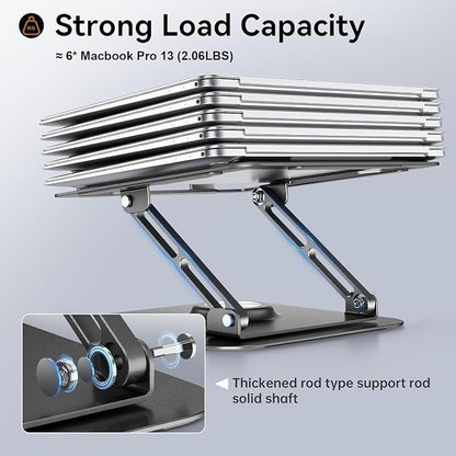 JOYEKY Laptop Stand for Desk, Adjustable Computer Stand with 360° Rotating Base, Ergonomic Laptop Riser for Collaborative Work, Foldable & Portable Laptop Stand, fits for All 10-16" Laptops