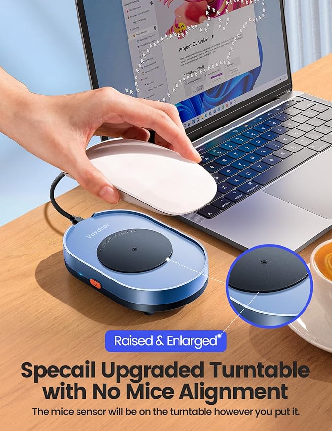 Vaydeer Undetectable Mouse Mover, M3 Mouse Jiggler Device with ON/Off Switch, Driver-Free Shaker Wiggler Mouse Movement Simulation for Computer Awakening, Gift Ideal for Men/Women (Light Purple)