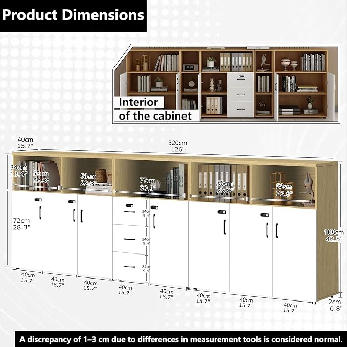 File Cabinet with Password Lock, Wood Lateral Filing Cabinet for Letter/A4 Files, 3 Drawer with Door, Printer Stand with Open Shelves for Home Office
