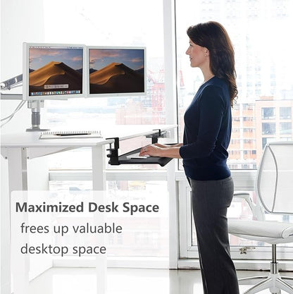 Max Smart Clamp On Keyboard Tray Under Desk, Keyboard Drawers, Keyboard Platforms, 20inch, Easy Assembly, Slide-Out Platform Computer Drawer for Typing