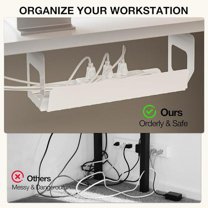 Muvai 59 Inch L Shaped Standing Desk Adjustable Height with Cable Management Tray,Gaming Electric Corner Standing Desk, Sit Stand Computer Table with Reversiable Splice Board,White