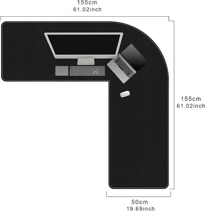 Mydours 61"x61"x20" Super Large Desk Mat, Full Mouse Pad for L-Shaped Standing Desk, Double-Sided Mat with PU Leather Surface, Extended Coverage for Large L Shaped Desk, Compatible with Home & Office