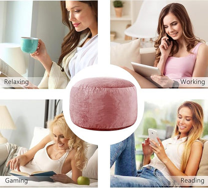 WhatsBedding 3 ft Bean Bag Chair,Large Bean Bag Chairs for Adults with Memory Foam Filling,Lazy Bean Bag Sofa for Living Room,Ultra Soft Velvet Fabric,Pull-Handle,Side-Pocket - 3 Foot,Pink
