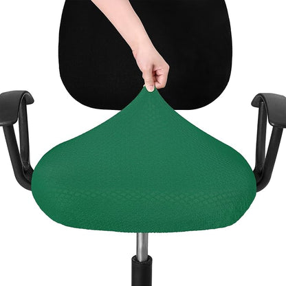 Smiry Stretch Jacquard Office Computer Chair Seat Covers, Removable Washable Anti-dust Desk Chair Seat Cushion Protectors - Chritsmas Green
