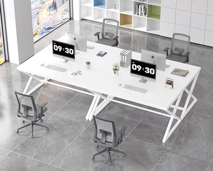 IBF White Computer Desk, Modern Home Office Desk for Writing Work Study, Simple Wooden Metal Pc Gaming Desk in Bedroom, Executive Laptop Workstation Computer Table, White Oak, 55 Inch