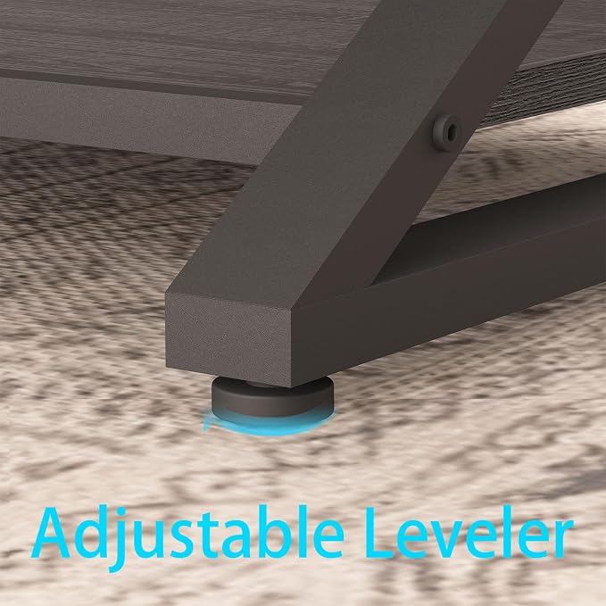 HSH Gray Coffee Table for Living Room, Minimalist Rectangle Center Table with Storage Shelf，Industrial Dark Wood and Metal Cocktail Tea Table, Office Simple 2 Tier Display Coffee Table, 47 Inch