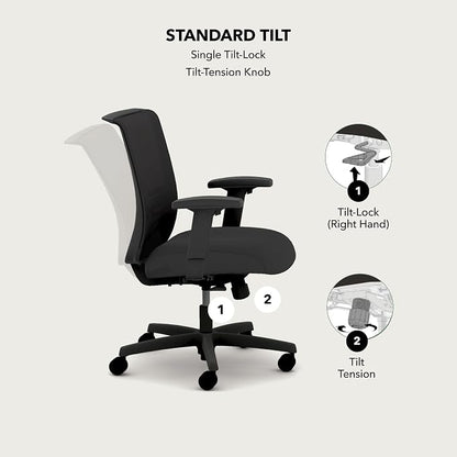 HON Convergence Ergonomic Office Chair with Mesh Back, Adjustable Arms, Lumbar Support, Synchro‑Tilt Desk Chair with Wheels for Home Office or Computer Use, Black Frame, Peacock
