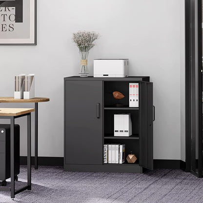 Yizosh Metal Storage Cabinet with 2 Doors and 2 Adjustable Shelves - 35.5" Garage Wall Cabinet, Locking Counter Cabinet for Home Office,Garage,Gym,School