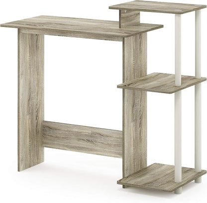 Furinno Efficient 29-Inch Oak Computer Desk with Side Shelves, Gaming Desk with 3 Open Shelves, Home Office Desk, for Home Office, Study Room, Dorm, Bedroom, Light Oak
