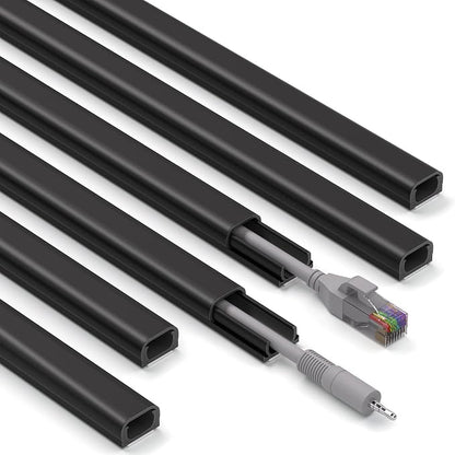 ZhiYo 85in Cord Covers for Wires on Wall, 1 Mini Cord Hider Wall, Self-Adhesive Wire Covers for Cords, Paintable TV Cable Hider Cable Management Kit, 6X L14.2in, W0.46in H0.3in, CMR05 Black