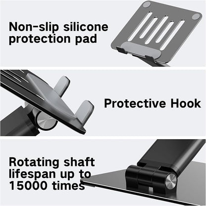 Tonmom Adjustable Laptop Stand for Desk, Metal Foldable Laptop Riser, Portable Laptop Holder, Ventilated Cooling Computer Notebook Stand Compatible with 10-17.3” Laptops