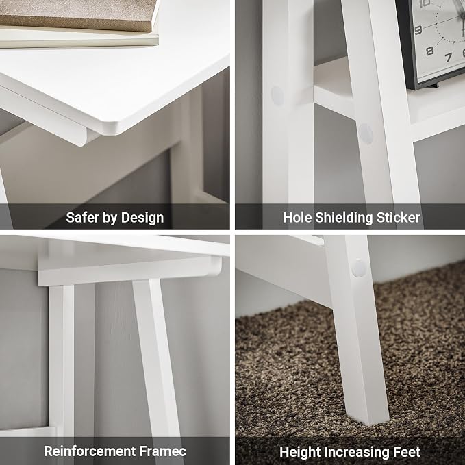 Haotian Ladder Desk with Shelves, Wall Desk for Small Space, Secretary Desk Workstation Dresser Shelf Freestanding Bookshelf, White FRG60-W