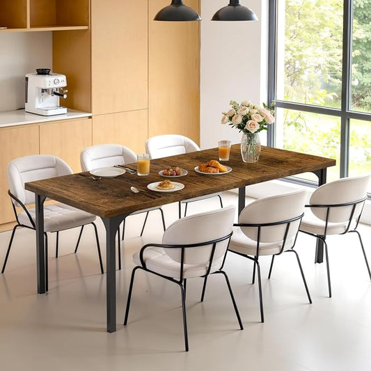 VINGLI 70.8" Farmhouse Dining Table for 6-8 People, Large Rustic Wooden Kitchen & Dining Room Table, Heavy Duty Dinner Table for Family Gatherings, Home Office, Apartment, Rustic Brown