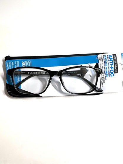 Foster grand Advanced reading glasses with blue light and anti-fog lenses Payton black 1.00, Clear