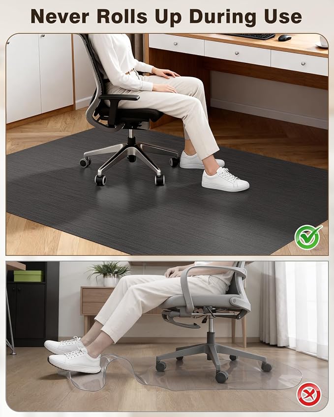 Blvornl Ultra Large Office Chair Mat for Hardwood Floor, Rolling Chair Mat for Hard Wood, Large Anti-Slip Hard Floor Protector, Heavy Duty Computer Desk Rug for Office and Home 35.4"*47.2" Black
