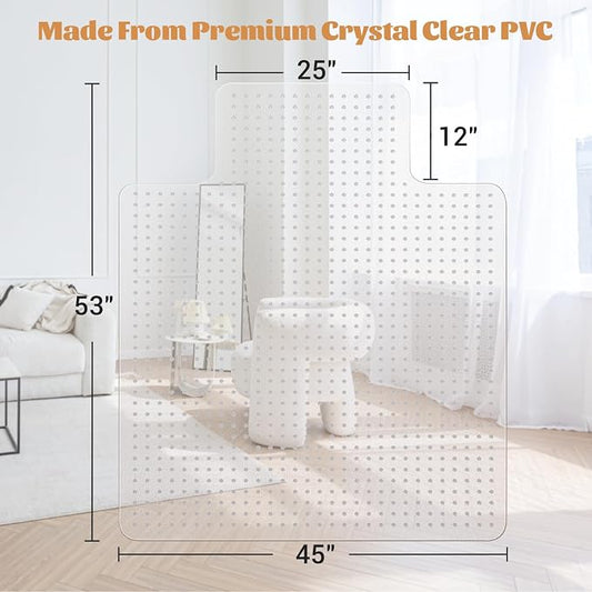 KMAT Office Chair Mat for Carpet, Computer Desk Mat,Anti-Slip Clear Desk Chair Mat for Home Rolling Chair,Heavy Duty Floor Protector for Office-Easy to Clean-45 x53 with Lip