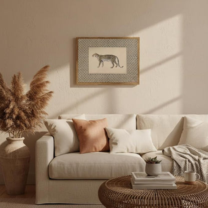 Vintage Leopard Wall Art Framed, Cheetah Safari Wall Decor Canvas Prints Wildlife Animal Poster Paintings Pictures Aesthetic for Bedroom Living Room 8x10 Inch