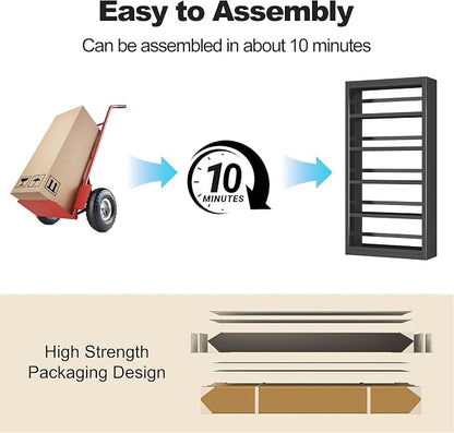 5 Tier Metal Bookshelf,69'' Tall Heavy Duty Bookcase with Adjustable Shelves,Black Large Modern Bookshelves,Industrial Open Bookcases for Library,Office,Study Room,Living Room