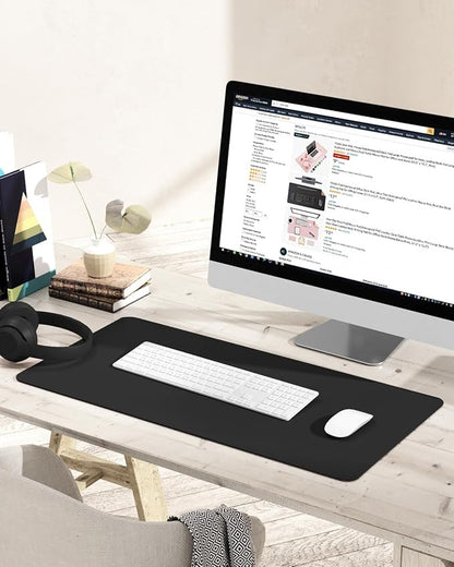 YSAGi Non-Slip Leather Desk Pad, Waterproof Laptop Computer Desk Keyboard Mat, Table Protector Blotter Mat, Large Mouse Pad for Office/Work/Home/Decor(Black, 31.5" x 15.7")