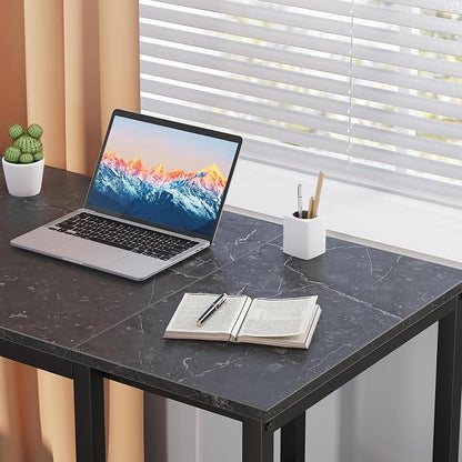 SINPAID Computer Desk 40 inches with 2-Tier Shelves Sturdy Home Office Desks with Large Storage Space Modern Gaming Desk Study Writing Laptop Table, Black Marble